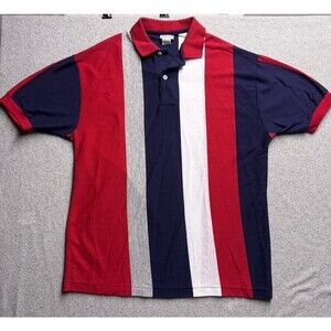 Vintage 90s Chesterfield Vertical Block Stripe Polo Shirt - Made in USA - Large